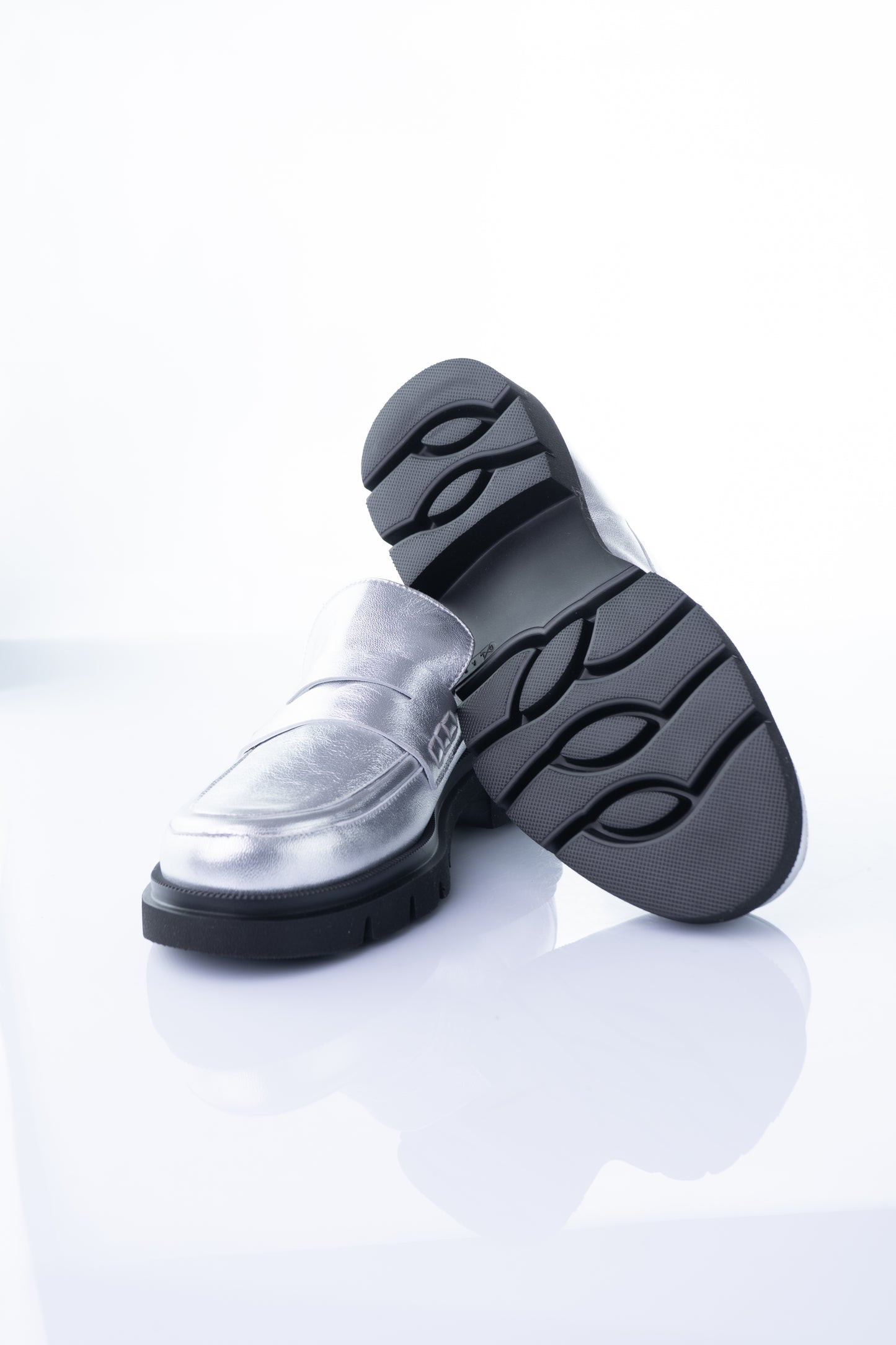 Viola Fonti 3142 – Silver Metallic Platform Loafer