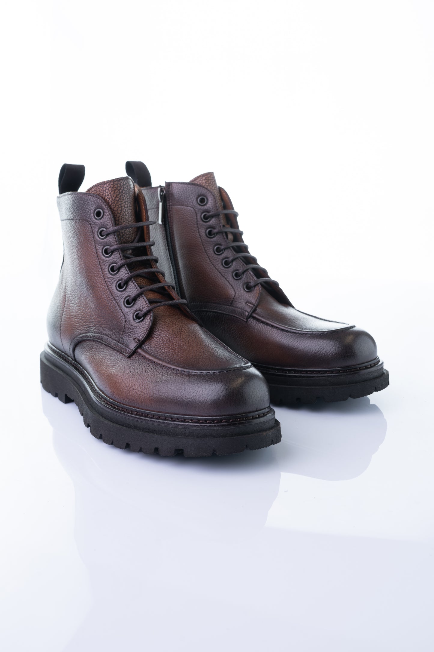 Flecs F637-2 “Cuoio” – Brown Grain Leather Lace-Up Boot