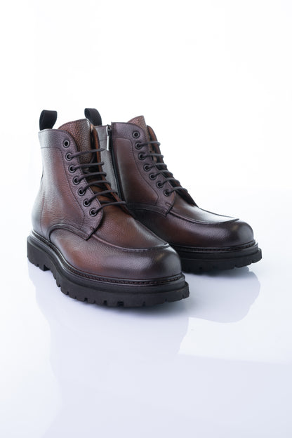 Flecs F637-2 “Cuoio” – Brown Grain Leather Lace-Up Boot