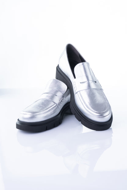 Viola Fonti 3142 – Silver Metallic Platform Loafer