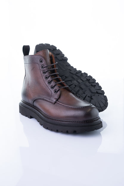 Flecs F637-2 “Cuoio” – Brown Grain Leather Lace-Up Boot