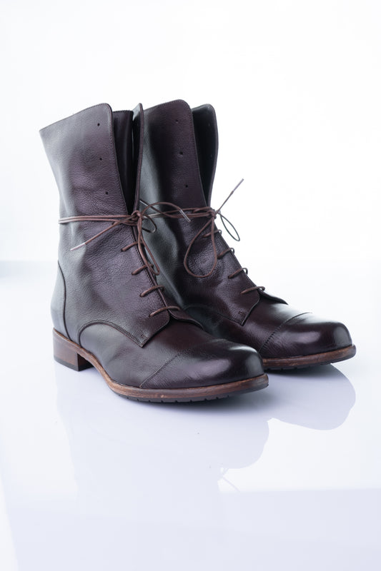 Viola Fonti 1334 – Dark Brown Buffalo Leather Lace-Up Boot