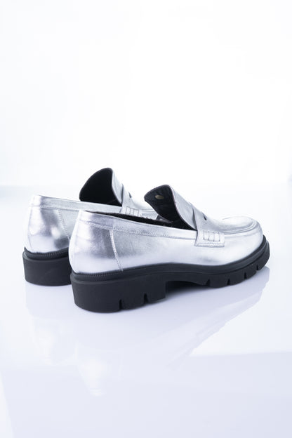 Viola Fonti 3142 – Silver Metallic Platform Loafer