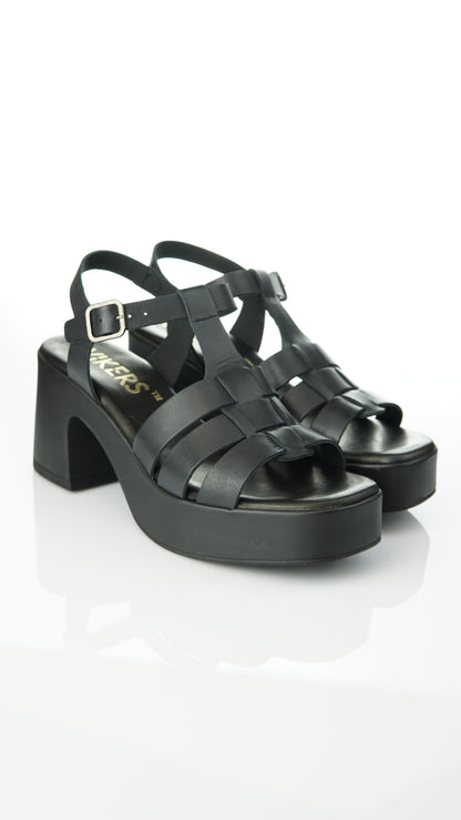 Wikers - Sandalette 3 Riemen Plateau
